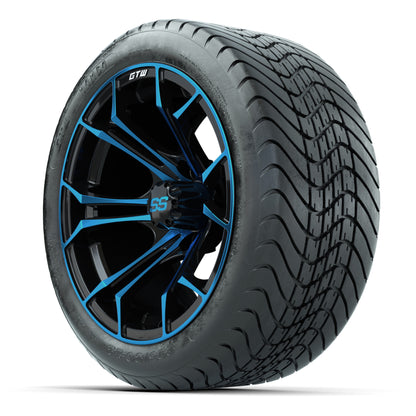 GTW Spyder Black/Blue 14 in Wheels with 225/30-14 Mamba Street Tires – Full Set