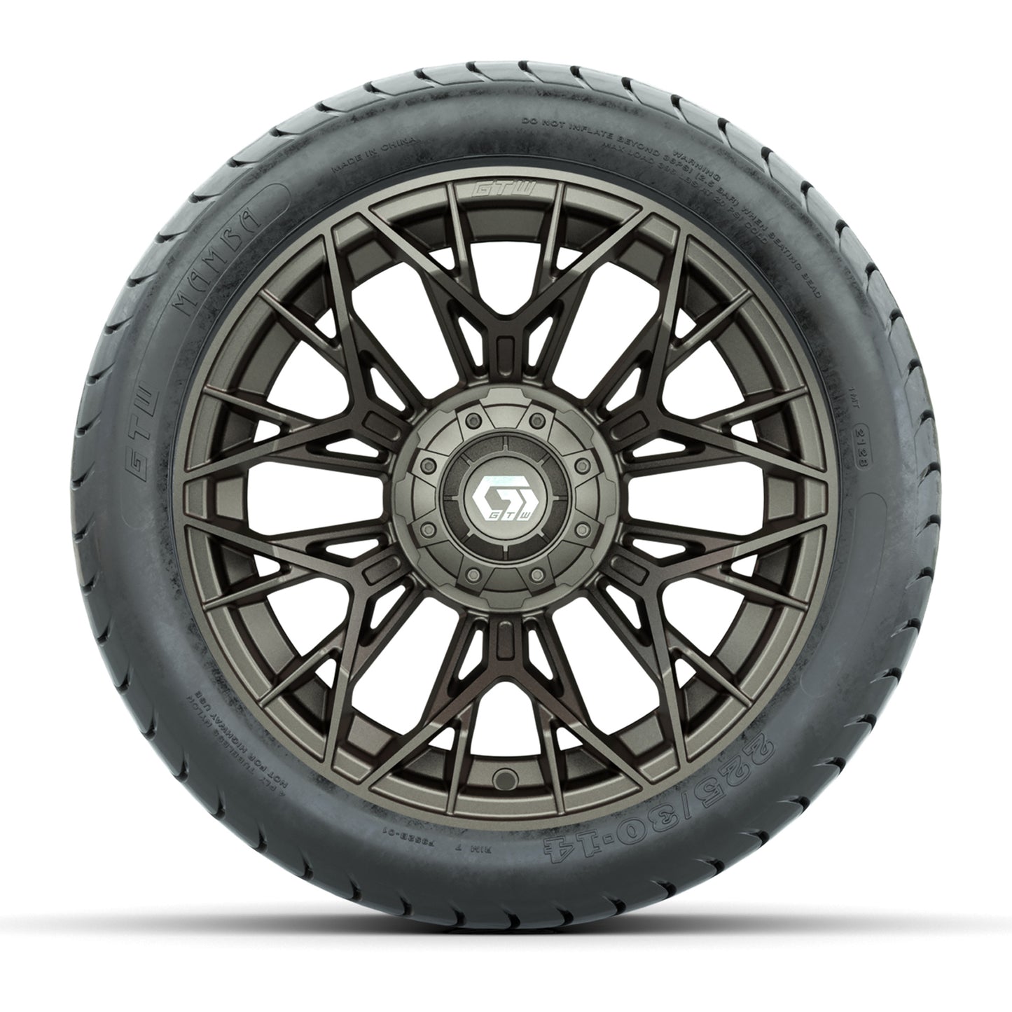 Set of (4) 14 in GTW® Stellar Matte Bronze Wheels with 225/30-14 Mamba Street Tire