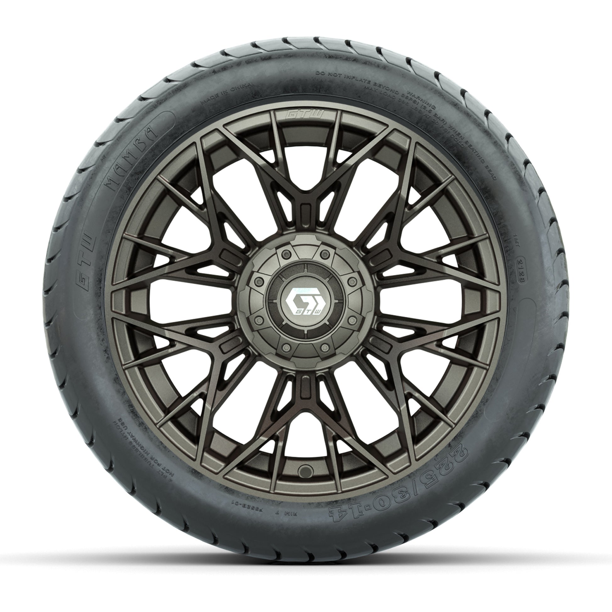 Set of (4) 14 in GTW® Stellar Matte Bronze Wheels with 225/30-14 Mamba Street Tire