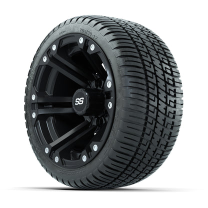 GTW Specter Matte Black 12 in Wheels with 205/30-12 Fusion Street Tires – Full Set
