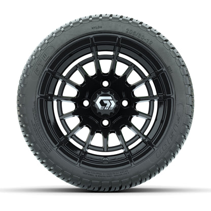 GTW® Boost Gloss Black 12 in Wheels with 205/30-12 Fusion Street Tires - Full Set