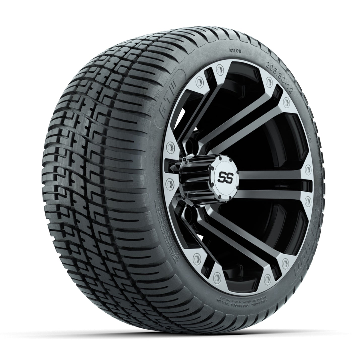 12” GTW Specter Black and Machined Wheels with 18” Fusion Street Tires – Set of 4