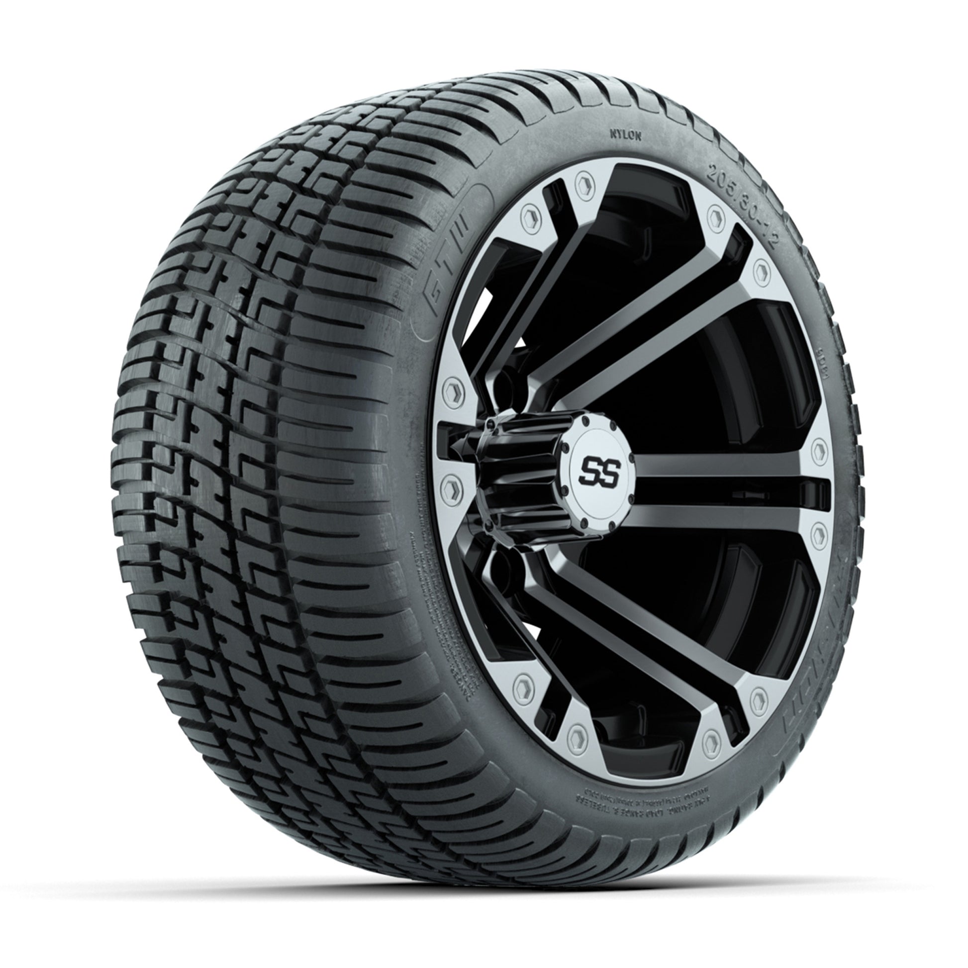 12” GTW Specter Black and Machined Wheels with 18” Fusion Street Tires – Set of 4