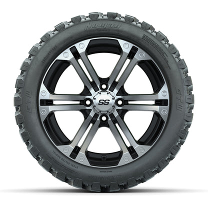 GTW® Specter Black/Machined 14 in Wheels with 23X10-R14 Nomad Steel Belt Radial All-Terrain Tires – Full Set