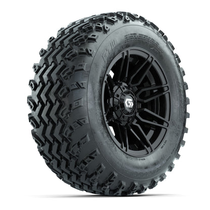 GTW® Stealth Black/Machined 12 in Wheels with 23X10.00-12 Rogue All-Terrain Tires – Full Set