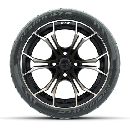 GTW® Spyder Matte Black/Bronze 14 in Wheels with 205/40-R14 Fusion GTR Steel Belt Radial Street Tires – Full Set