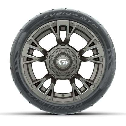 GTW® Vandal Bronze/Machined 12 in Wheels with 215/40-R12 Fusion GTR Steel Belt Radial Street Tires – Full Set