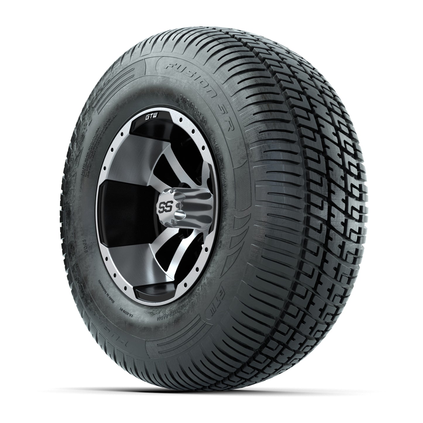 GTW Storm Trooper Black and Machined 10 in Wheels with 20in Fusion Street Tires – Set of 4