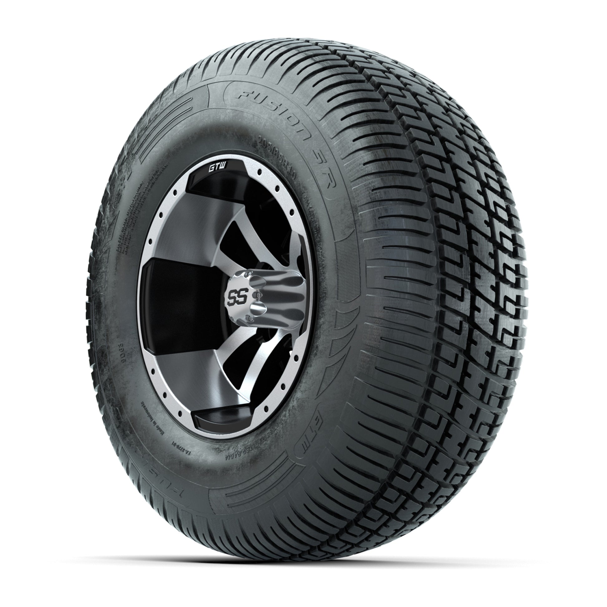 GTW Storm Trooper Black and Machined 10 in Wheels with 20in Fusion Street Tires – Set of 4