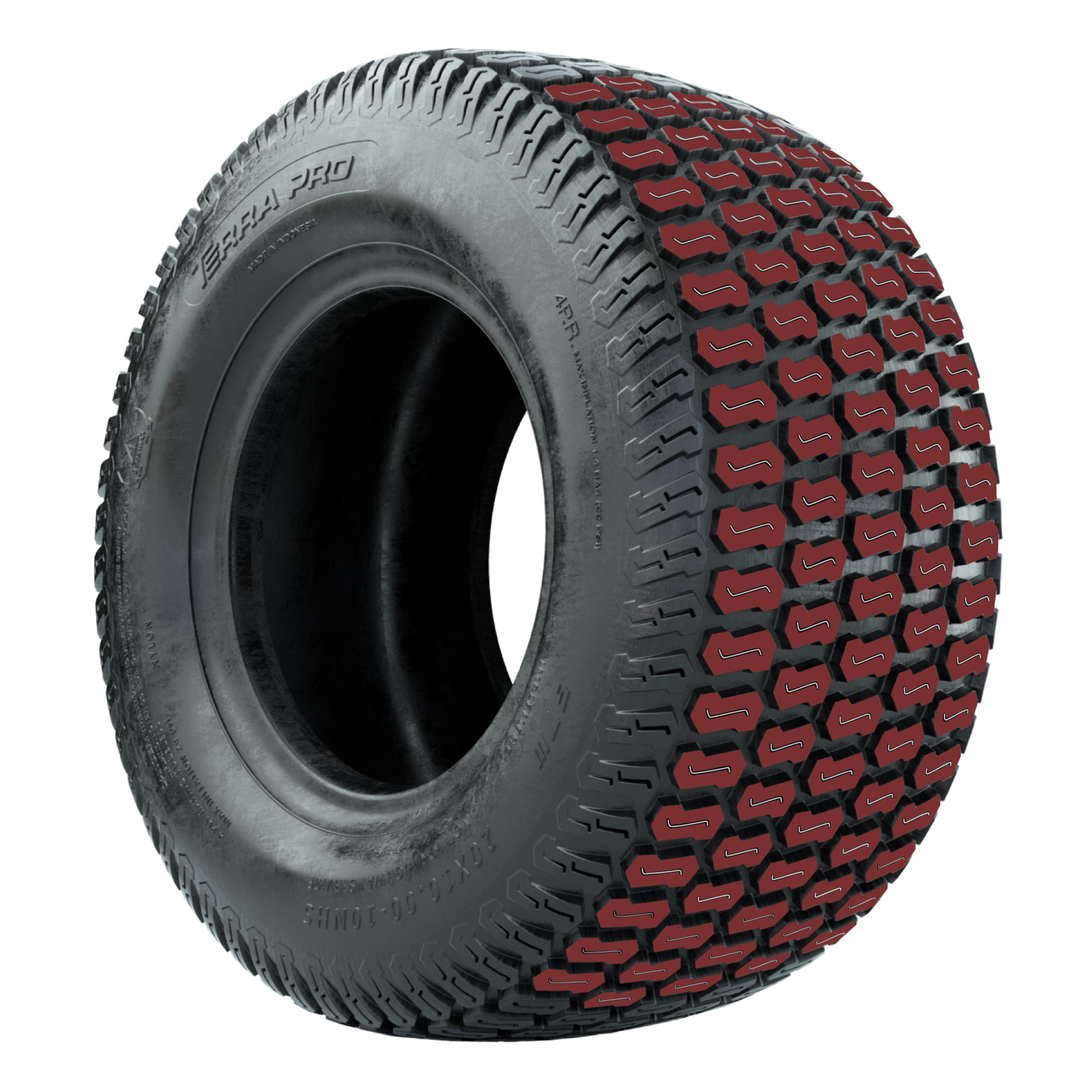 Set of (4) 8 in White Steel Wheels with 18 in GTW S-Tread Traction Tires