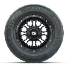 GTW® Volt Black/Machined 12 in Wheels with 255/55-R12 Fusion GTR Steel Belt Radial Street Tires – Full Set