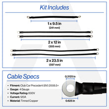 Club Car Precedent with 8V Batteries 4-Gauge Battery Cable Set (Years 2008.5-Up)