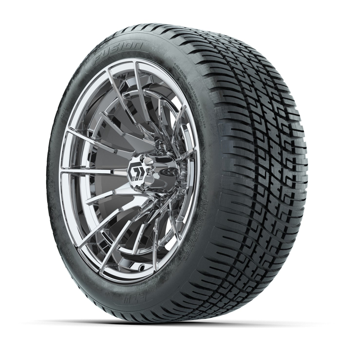GTW® Boost Chrome 14 in Wheels with 205/30-14 Fusion Street Tires – Full Set