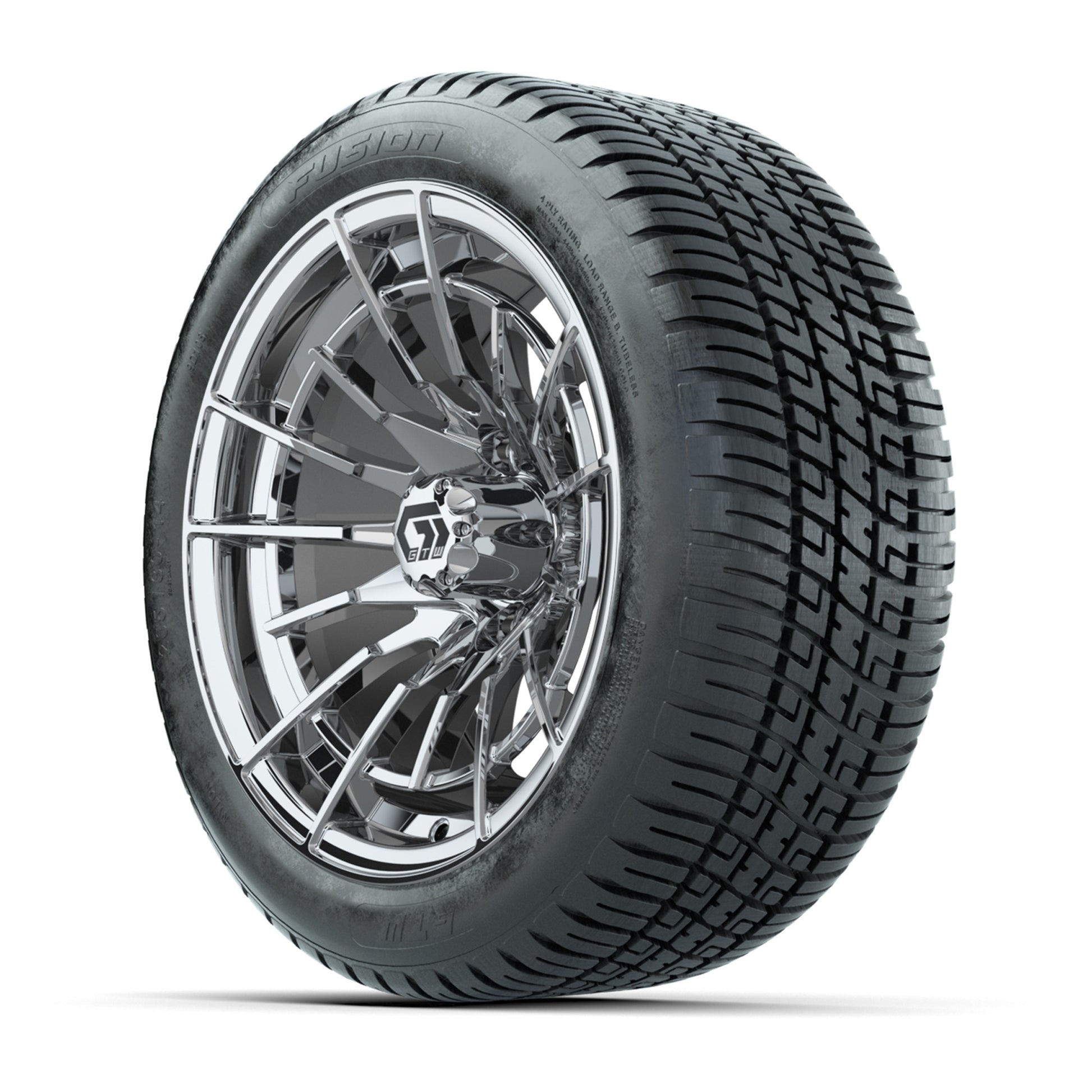 GTW® Boost Chrome 14 in Wheels with 205/30-14 Fusion Street Tires – Full Set