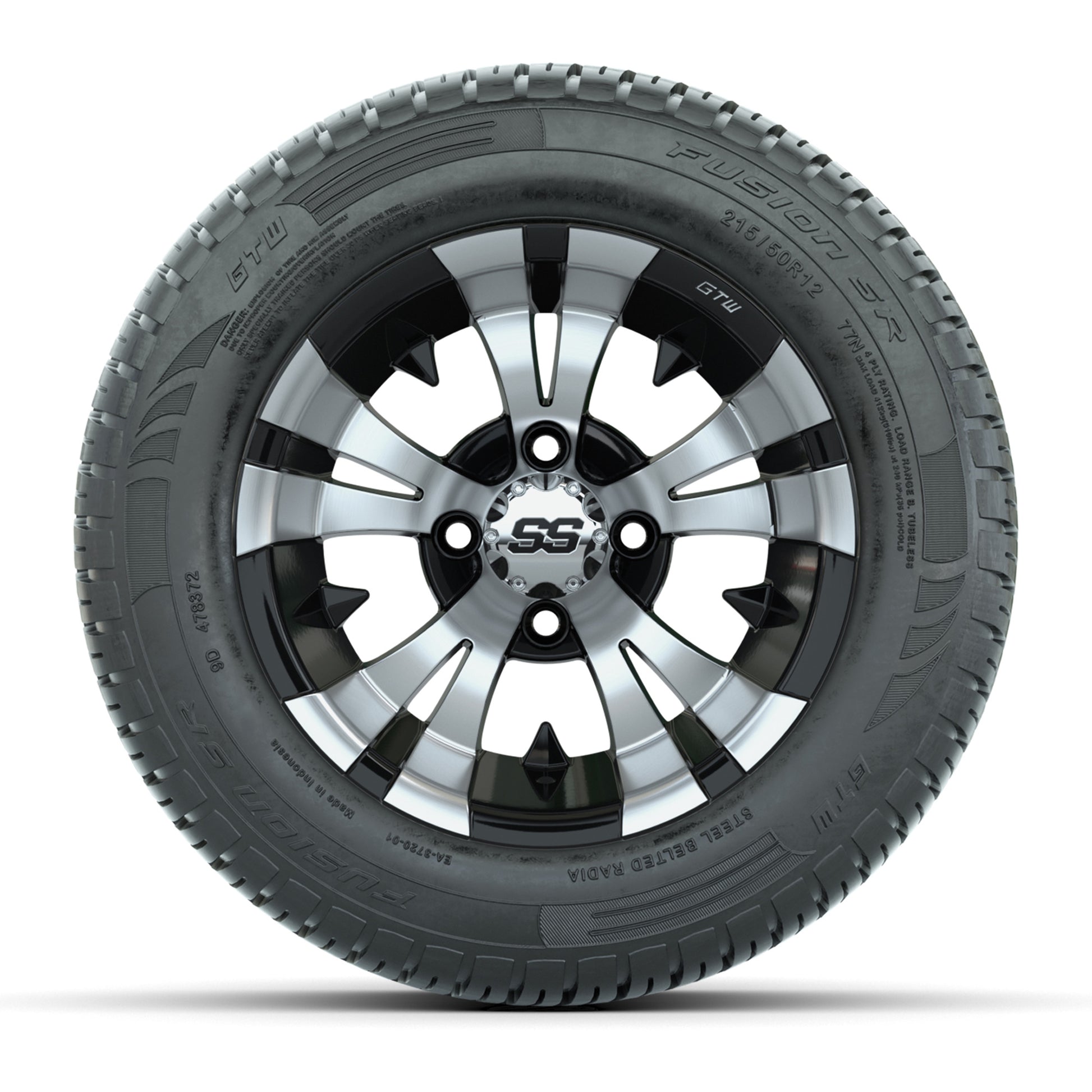 Set of (4) 12 in GTW Vampire Wheels with 215/50-R12 Fusion S/R Street Tires