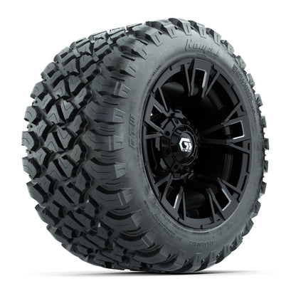 GTW® Vandal Matte Black/Machined 12 in Wheels with 22X11-R12 Nomad Steel Belt Radial All-Terrain Tires – Full Set