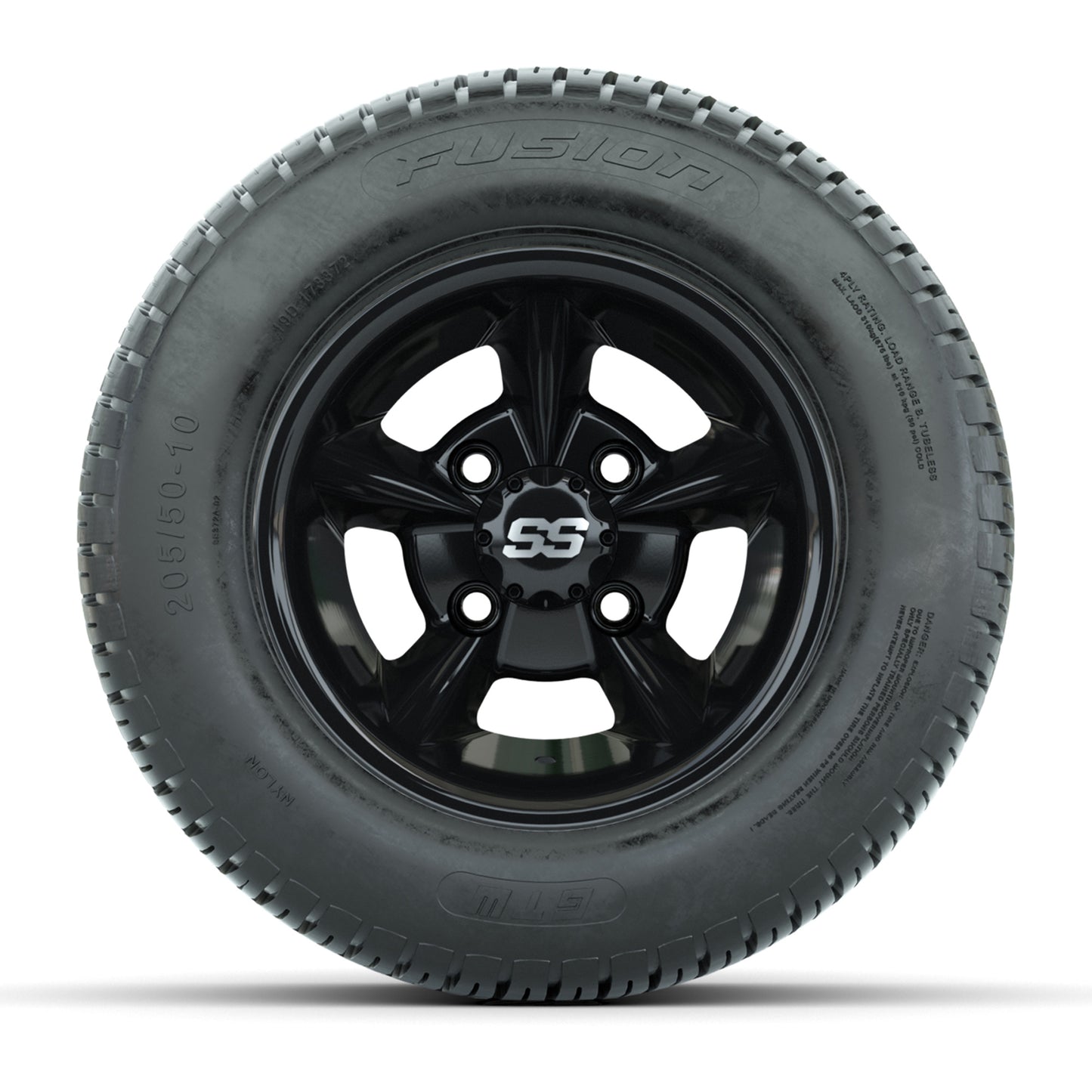 GTW Godfather Black 10 in Wheels with 205/50-10 Fusion Street Tires – Full Set
