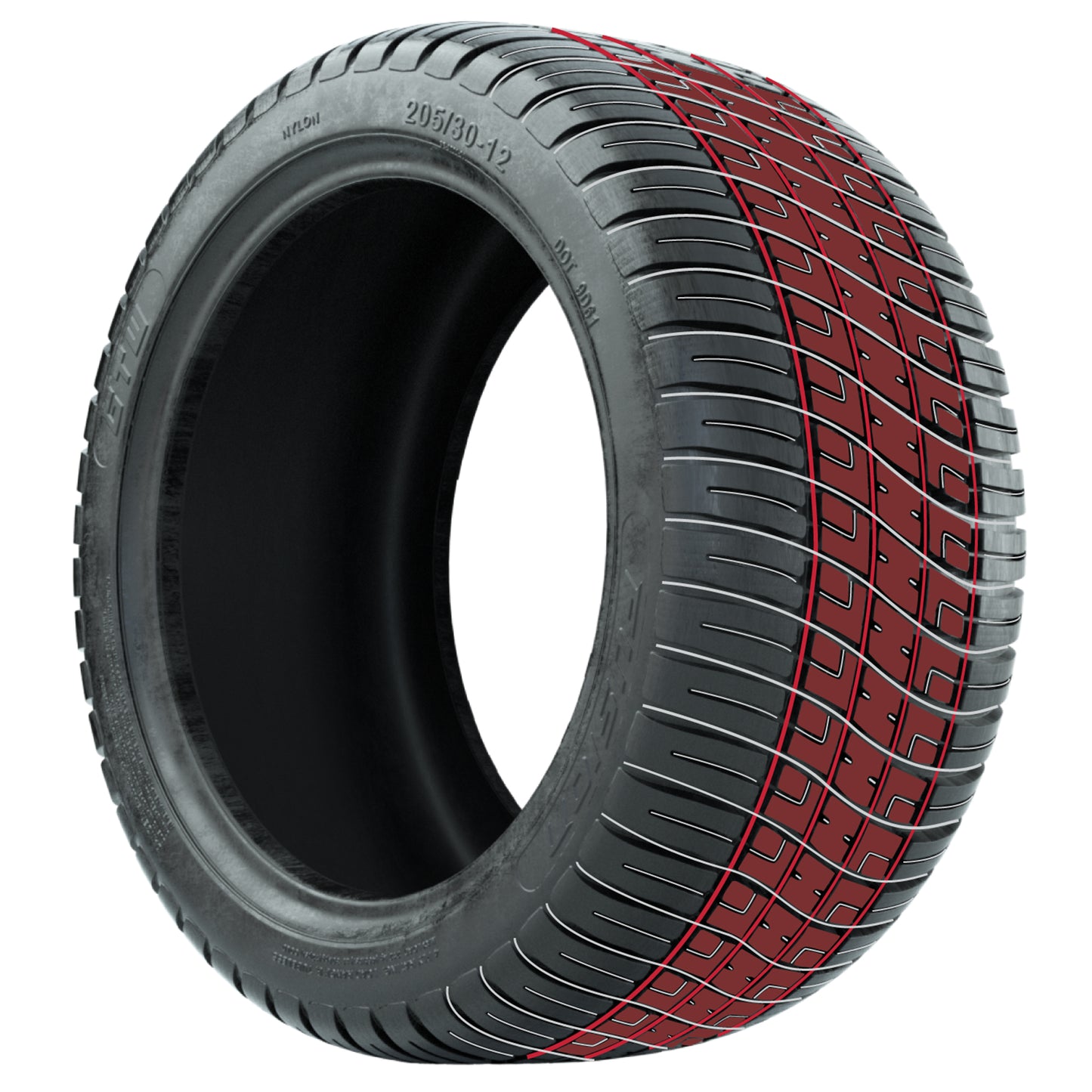 GTW® Spyder Silver Brush 12 in Wheels with 205/30-12 Fusion Street Tires – Full Set
