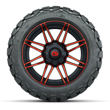GTW® Stealth Gloss Black/Red 14 in Wheels with 22x10-14 Timberwolf All-Terrain Tires – Full Set