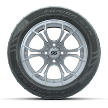 GTW® Spyder Silver Brush 14 in Wheels with 255/45-R14 Fusion GTR Steel Belt Radial Street Tires – Full Set