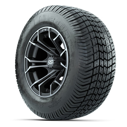 GTW® Spyder Matte Gray/Machined 12 in Wheels with 255/50-12 Excel Classic Street Tires – Full Set