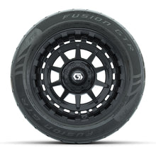GTW® Barricade Black 14 in Wheels with 255/45-R14 Fusion GTR Steel Belt Radial Street Tires – Full Set