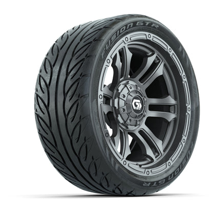 GTW® Shogun Gunmetal 14 in Wheels with 205/40-R14 Fusion GTR Steel Belted Street Tires – Full Set