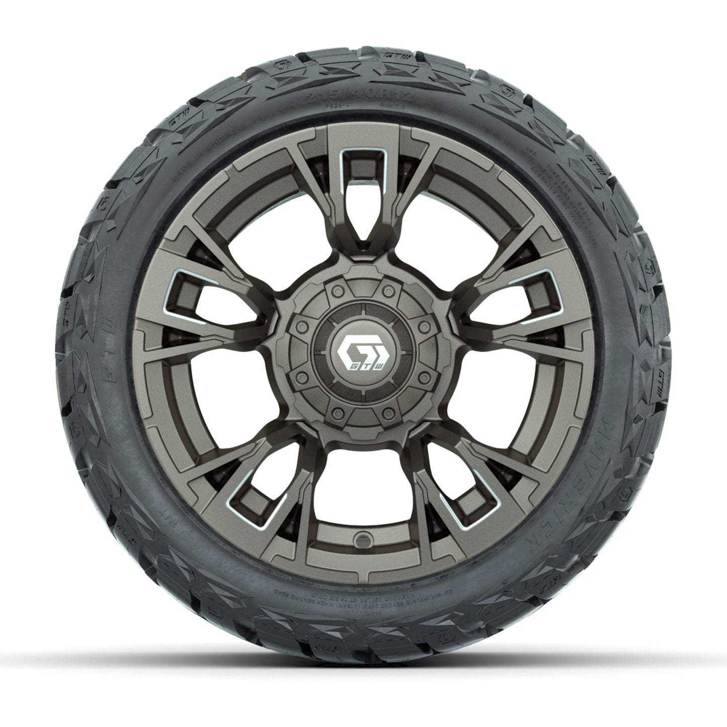GTW Vandal Satin Bronze/Machined 12 in Wheels with 215/40-R12 Maverick Low-Profile All-Terrain Tires – Full Set