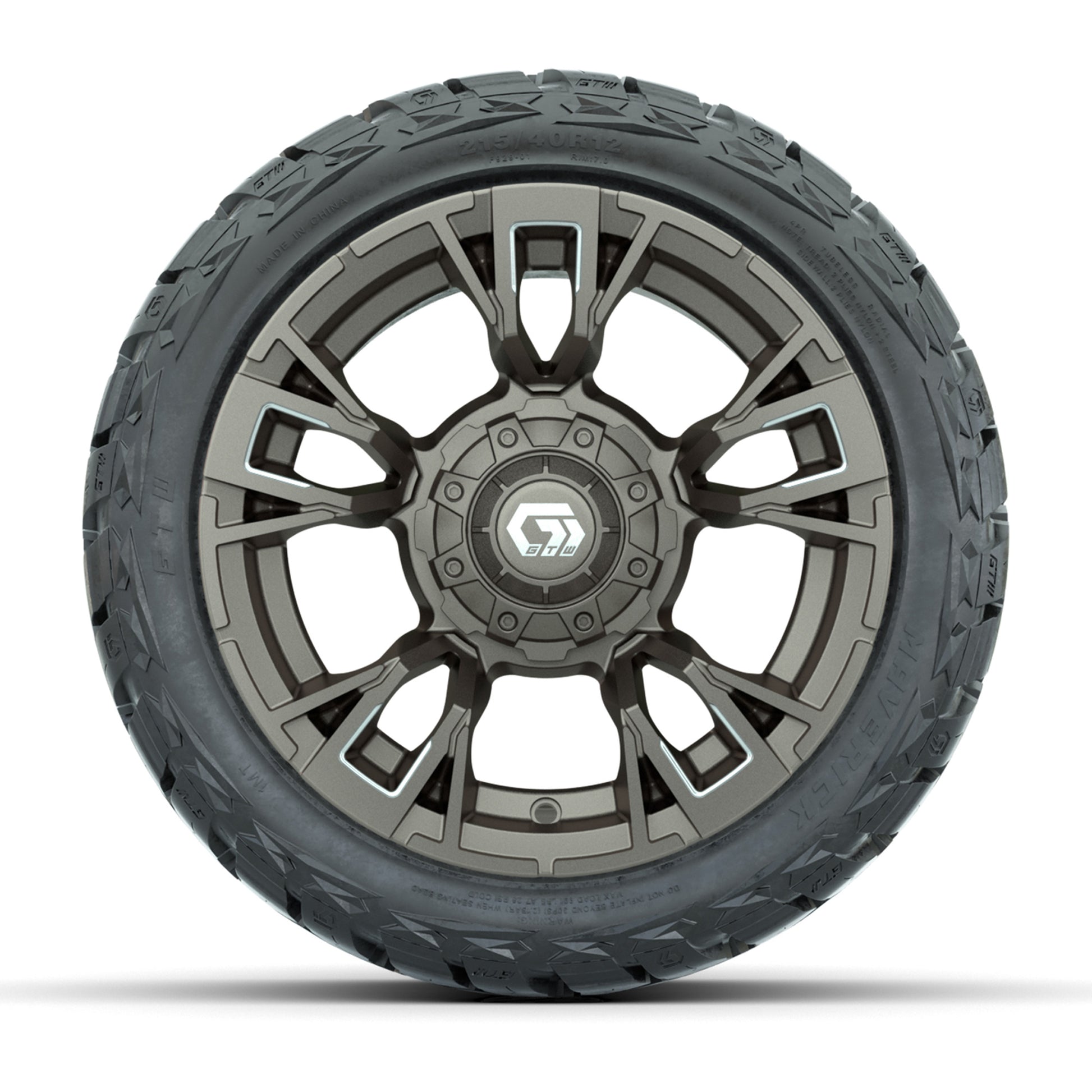 GTW Vandal Satin Bronze/Machined 12 in Wheels with 215/40-R12 Maverick Low-Profile All-Terrain Tires – Full Set