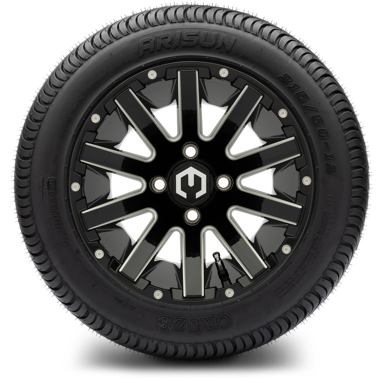 MODZ® 12" Mauler Glossy Black with Ball Mill Wheels & Street Tires Combo