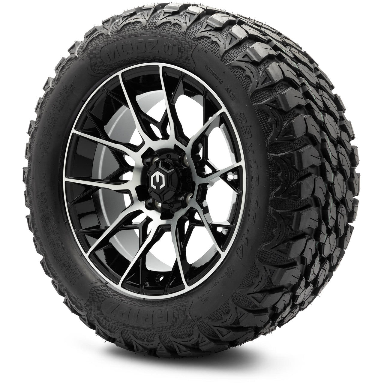 MODZ® 14" Chaos Machined Black Wheels & Off-Road Tires Combo